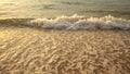 Scenic seascape. Milky foam waves at the beach. Sunset time. Waterscape for background. Selected soft art focus. Sunlight Royalty Free Stock Photo