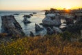 Scenic seascape, Shell Beach cliffs at sunset. Pacific Coast, CA