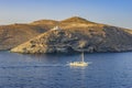 Scenic seascape view near Lighthouse Tamelos located on the Tamelos cape, at the south side of Kea island, Greece