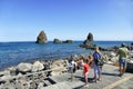 Scenic seascape and volcanic rocky coast at Aci Trezza Sicily