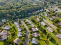 Scenic seasonal landscape from above aerial view of a small town in countryside Cleveland Ohio US