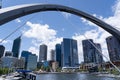 Scenic shot of buildings seen from the Elizabeth Quay bridge, Perth, Western Australia