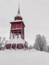 Scenic shot of the Church of Kiruna on a snowy day in Sweden