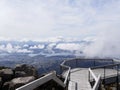 Scenic shot of city Hobart seen from a wooden dock on mount Wellington in Tasmania, Australia Royalty Free Stock Photo