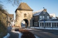 Scenic shot of the Das Derker Tor in Brilon in Sauerland covered with snow, in Germany