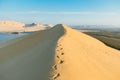 Scenic shot of the footsteps on a dune Royalty Free Stock Photo