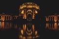 Scenic shot of the Palace of Fine Arts at night in San Francisco, California Royalty Free Stock Photo