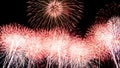 Scenic shot of the red fireworks against the night sky background Royalty Free Stock Photo