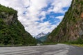 Scenic shot of a road through Keystone Canyon in Valdez, Alaska Royalty Free Stock Photo