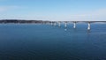 Scenic shot of the Sallingsundbroen bridge spanning over a body of glistening water