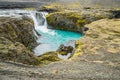 Scenic shot of the Sigoldufoss Waterfall in Landmannalaugar region, Southern Iceland