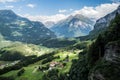 Scenic shot of a small village in the mountains under the beautiful sky Royalty Free Stock Photo