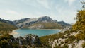 Scenic shot of the water reservoir of Embassament de Cuber in Fornalutx, Majorca, Spain