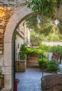 Scenic sight in Taormina, famous beautiful city in the Province of Messina, Sicily, southern Italy. Royalty Free Stock Photo