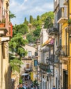 Scenic sight in Taormina, famous beautiful city in the Province of Messina, on a sunny summer afternoon. Sicily, southern Italy. Royalty Free Stock Photo