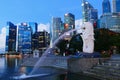 Urban Landscape View of Singapore with Merlion Statue in Marina Bay Area Royalty Free Stock Photo