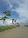 Scenic sky and clouds with trees and clean road