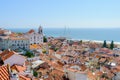 The red roofs of the old houses in the Alfama district in Lisbon, Portugal