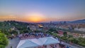 Scenic Skyline View of Arno River timelapse, Ponte Vecchio from Piazzale Michelangelo at Sunset, Florence, Italy. Royalty Free Stock Photo
