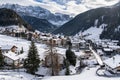 Scenic snowy landscape at Selva di Val Gardena ski resort town, Alto Adige, Italy Royalty Free Stock Photo