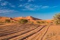 The scenic Sossusvlei and Deadvlei, clay and salt pan with braided Acacia trees surrounded by majestic sand dunes. Namib Naukluft Royalty Free Stock Photo