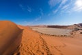 The scenic Sossusvlei and Deadvlei, clay and salt pan surrounded by majestic sand dunes. Namib Naukluft National Park, travel dest Royalty Free Stock Photo