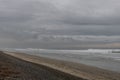 Scenic South Carlsbad State Beach vista on a rainy winter day