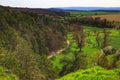 Scenic spring landscape with forest and fields near Langenstein at the Harz mountains in Germany Royalty Free Stock Photo