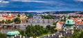 Scenic spring sunset aerial view of the Old Town pier architectu