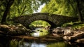 Scenic stone bridge spanning tranquil stream Royalty Free Stock Photo