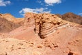 Scenic striped rocks in stone desert