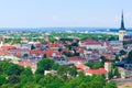 Scenic summer aerial panorama of the Old Town in Tallinn, Estonia Royalty Free Stock Photo