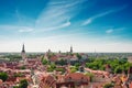 Scenic summer aerial panorama of the Old Town in Tallinn, Estonia