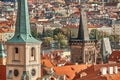 Scenic summer aerial view of the Old Town pier architecture and Charles Bridge over Vltava river in Prague, Czech Republic Royalty Free Stock Photo