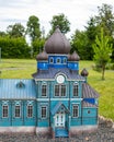 Scenic summer background view of the ancient classic color homes or houses architecture buildings with blue sky in the Old Town of