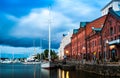 Scenic summer evening panorama of the Old Port pier architecture with tall historical sailing ships, yachts and boats in the Old T Royalty Free Stock Photo