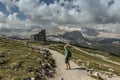 Scenic summer landscape of the Austrian Alps from Krippenstein.Travel healthy lifestyle scene.Backpacker enjoying view Royalty Free Stock Photo