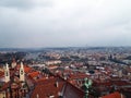 Scenic summer panorama of the Old Town architecture with Vltava river and St.Vitus Cathedral in Prague, Czech Republic Royalty Free Stock Photo