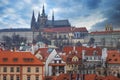 Vltava river and St.Vitus Cathedral in Prague Royalty Free Stock Photo