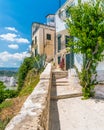 Scenic summer sight in Vieste with the famous Pizzomunno rock, Province of Foggia, Puglia Apulia, Italy. Royalty Free Stock Photo