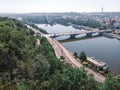 Scenic summer sunrise aerial view of the Old Town pier architecture and Charles Bridge over Vltava river in Prague, Czech Republic Royalty Free Stock Photo