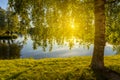 Scenic summer sunset over lake near Lappeenranta, Finland Royalty Free Stock Photo