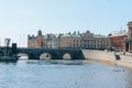 Scenic sunny day panorama of Gamla Stan, The Old Town in Stockholm. City tour concept and spring vacation in Sweden Royalty Free Stock Photo