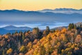 Scenic sunrise, fall colors, Great Smoky Mountains Royalty Free Stock Photo