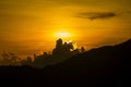 Scenic sunrise and mist at Batur volcano, Kintamani, Bali, Indonesia. Sunrise view of Batur volcano, nature landscape Royalty Free Stock Photo