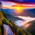 Scenic Sunrise at Oconaluftee Overlook, Great Smoky Mountains National Park Royalty Free Stock Photo