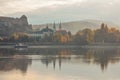 Scenic sunrise view over Danube river, Esztergom, Hungary Royalty Free Stock Photo