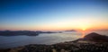 Scenic sunset as seen from Plaka town in Milos island