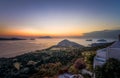 Scenic sunset as seen from Plaka town in Milos island