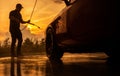 Scenic Sunset Car Washing Royalty Free Stock Photo